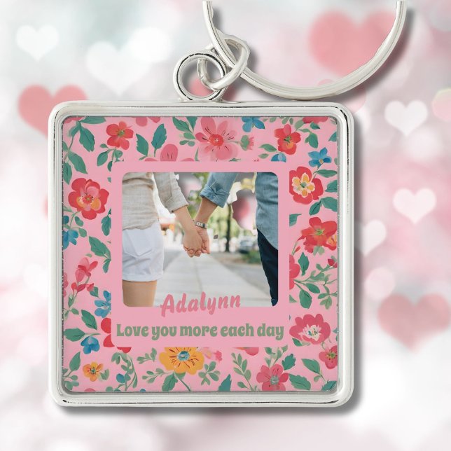 Chaveiro Presentes de Namorados de Foto Florais Personaliza (Custom Floral Photo Valentines Gifts for Teens)