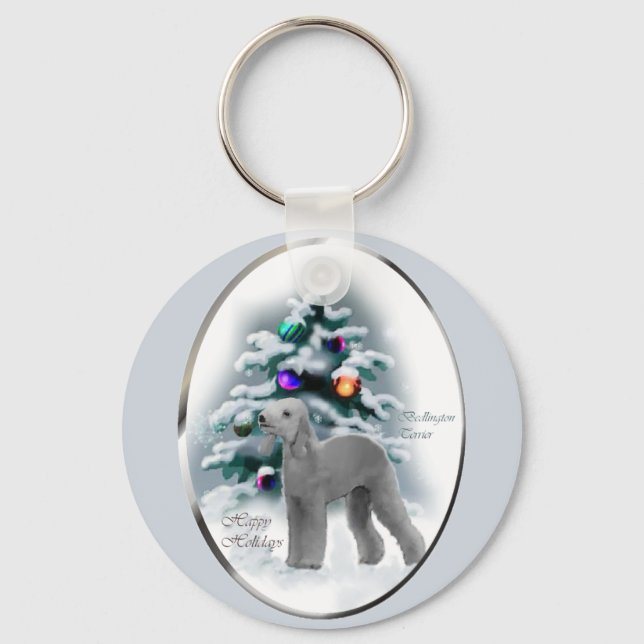 Chaveiro Presentes de Natal Bedlington Terrier (Frente)