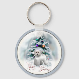 Chaveiro Presentes de Natal Bichon Frise