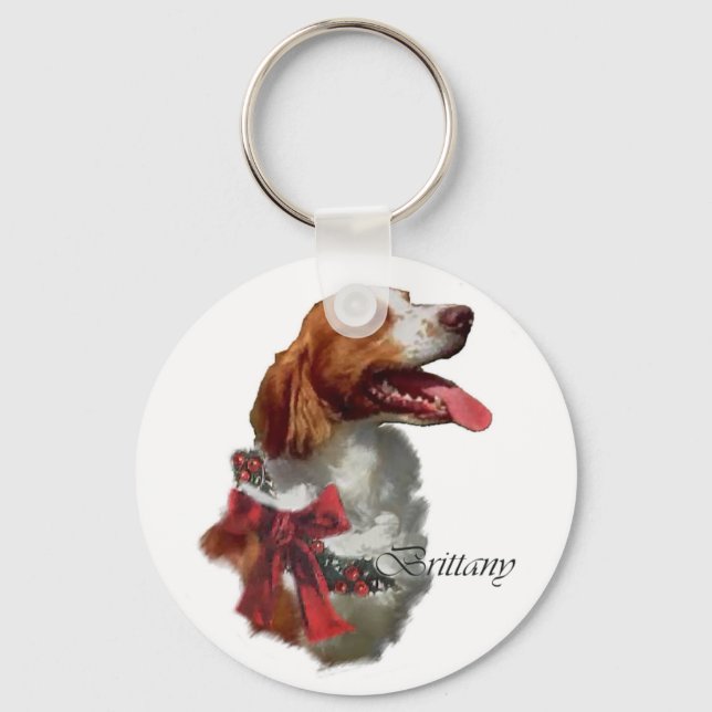 Chaveiro Presentes de Natal Brittany Spaniel (Frente)