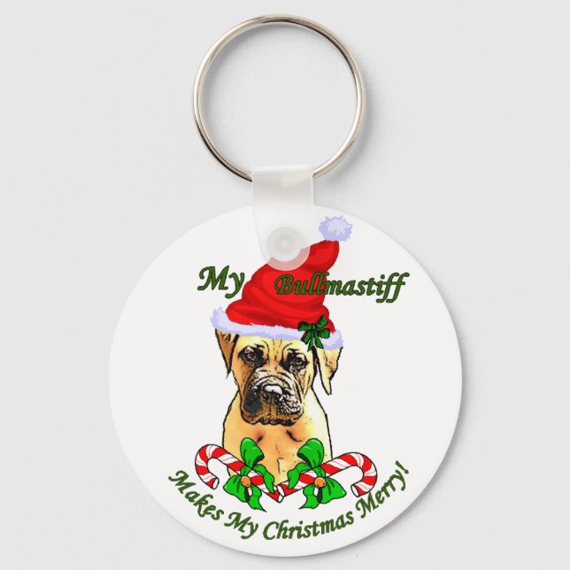 Chaveiro Presentes de Natal Bullmastiff (Frente)