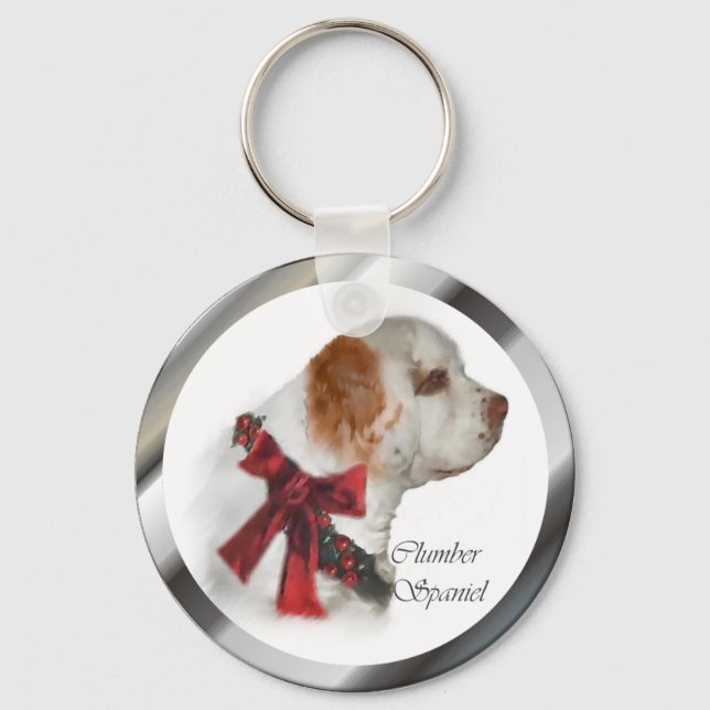 Chaveiro Presentes de Natal Clumber Spaniel (Frente)