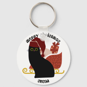 Chaveiro presentes de natal de gatos, nome personalizado
