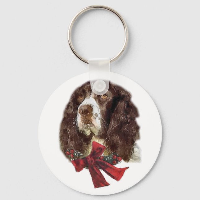 Chaveiro Presentes de Natal Ingleses do Springer Spaniel (Frente)