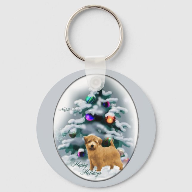 Chaveiro Presentes de Natal Norfolk Terrier (Frente)