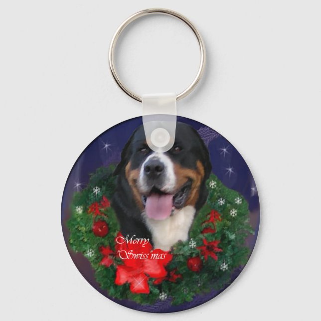 Chaveiro Presentes de Natal para Cão de Montanha Suíço Gran (Frente)
