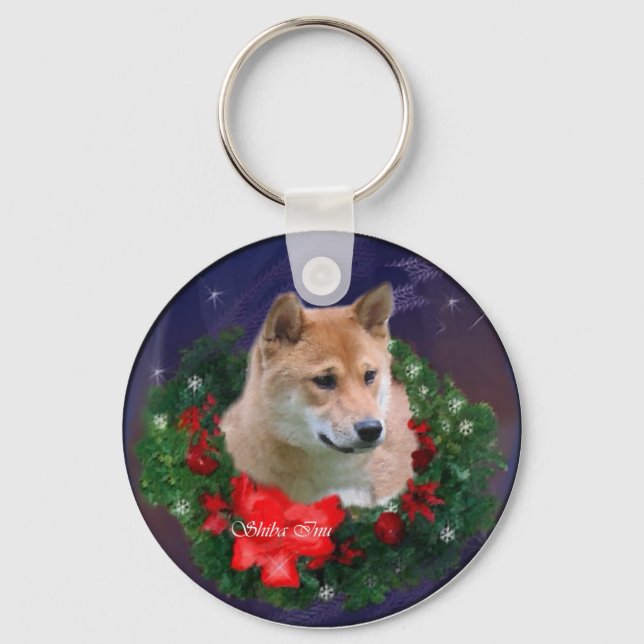 Chaveiro Presentes de Natal Shiba Inu (Frente)