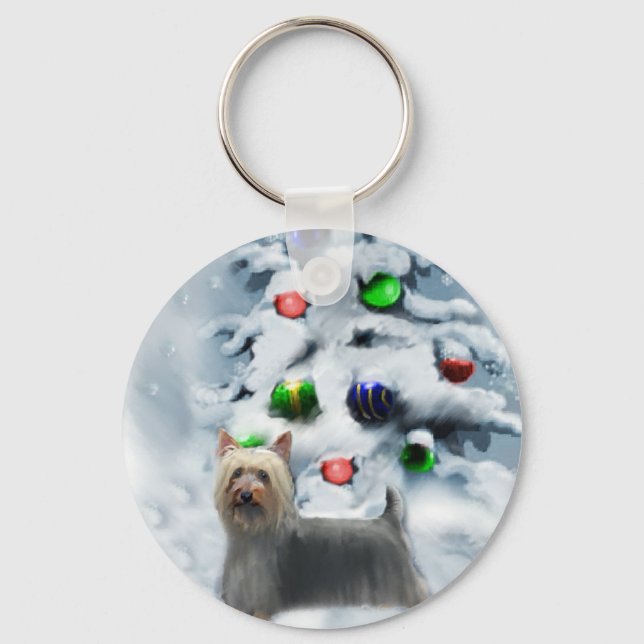 Chaveiro Presentes de Natal Silky Terrier (Frente)