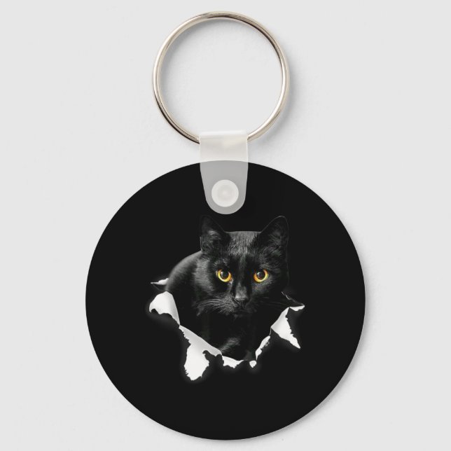 Chaveiro Presentes de pano rasgado de gato preto para amant (Frente)
