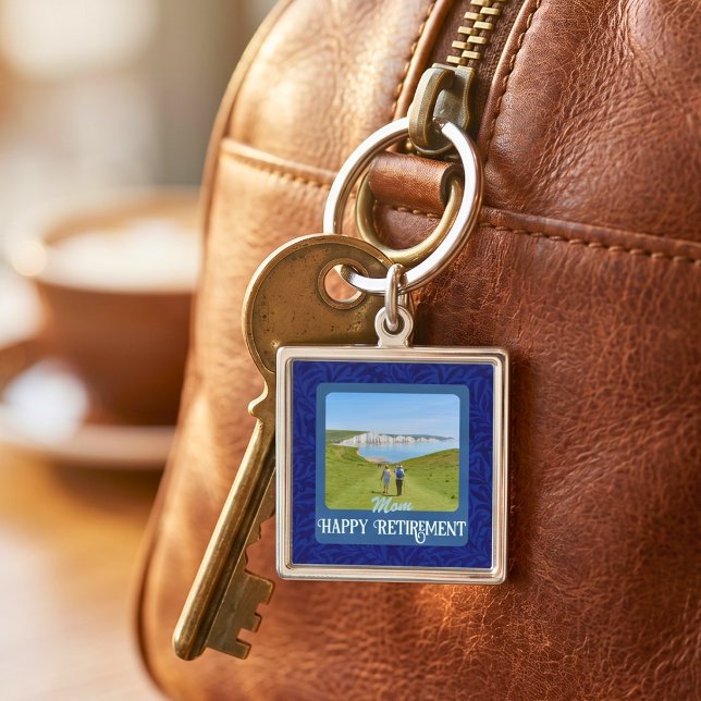 Chaveiro Presentes Personalizados de Aposentadoria Feliz pa (Personalized Happy Retirement Gifts for Mom Blue Keychain)