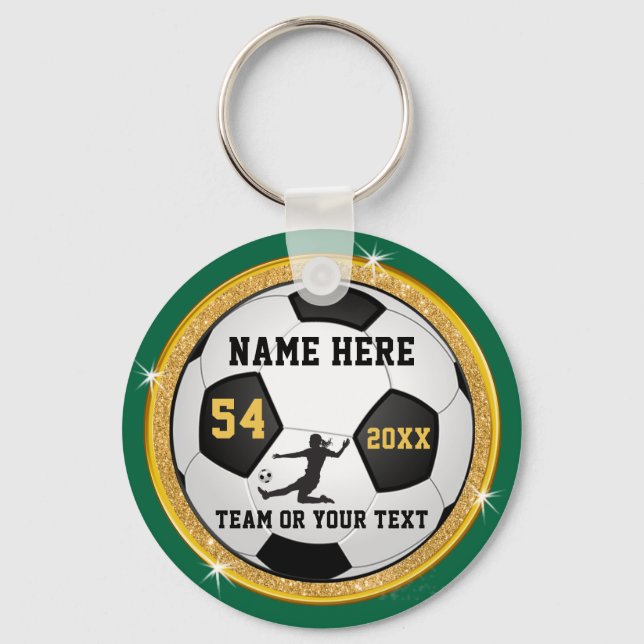Chaveiro Presentes Personalizados de Futebol Verde e Dourad (Frente)