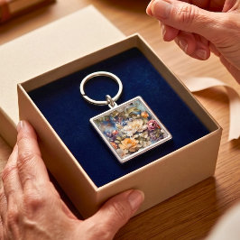 Chaveiro Presentes Personalizados de Reforma com Flores Sil