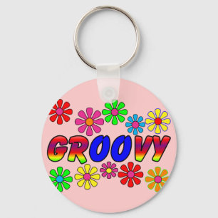 Chaveiro Presentes retros de flower power dos anos 70