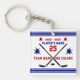 Chaveiro Presentes vermelhos, brancos e azuis do hóquei,