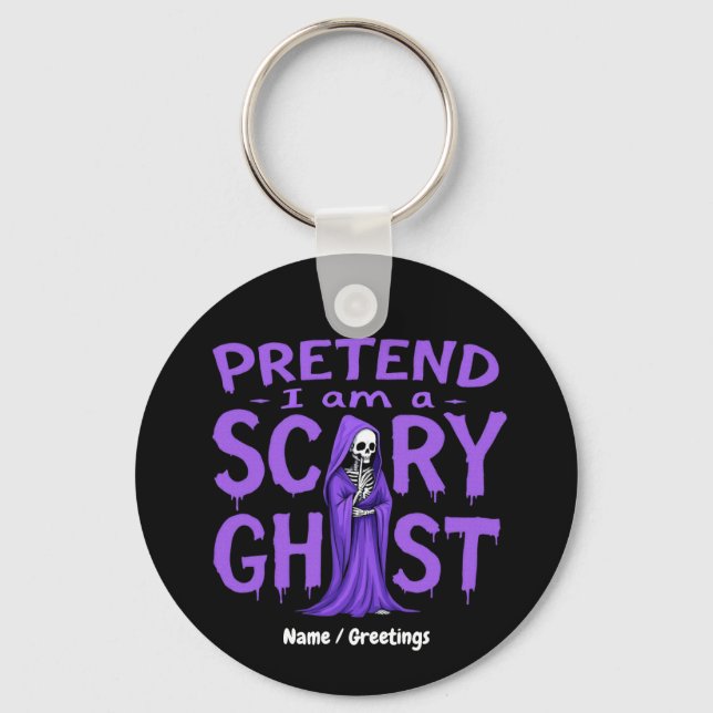 Chaveiro  Pretend I Am A Scary Ghost Funny Purple Skeleton  (Frente)