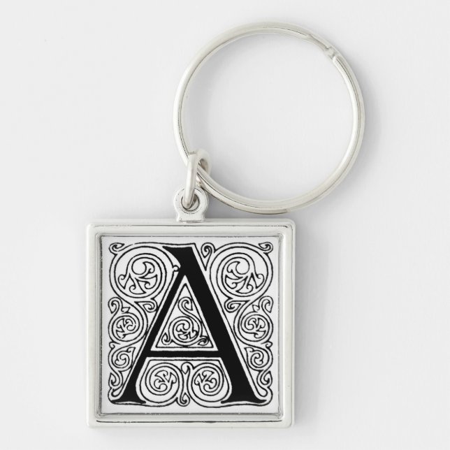 Chaveiro preto & branco da letra "A" - (Frente)