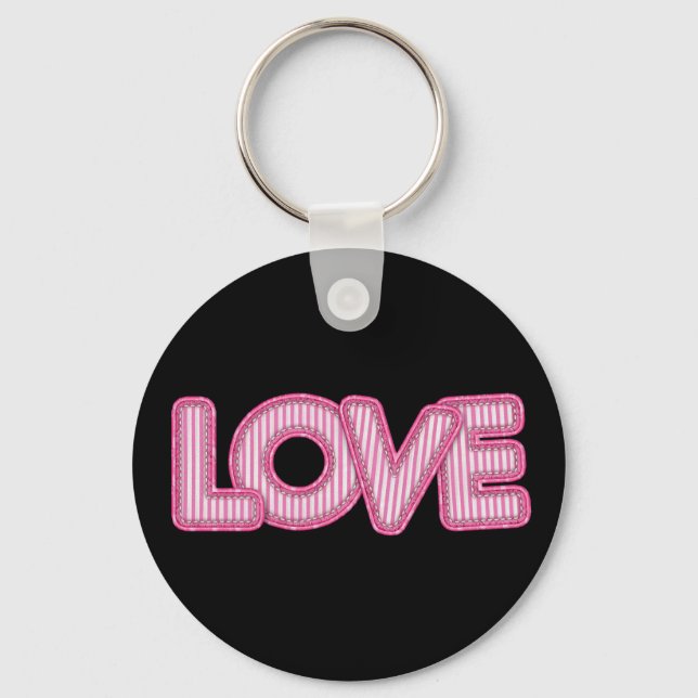 Chaveiro Preto com Listra Rosa e Branco de Amor (Frente)