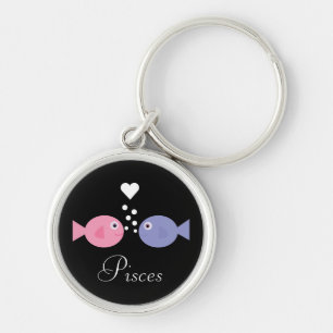 Chaveiro Preto customizável dos peixes bonitos do zodíaco