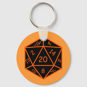 Chaveiro Preto D20 & laranja