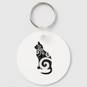 Chaveiro Preto do gato de Swirly