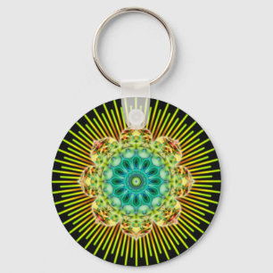 Chaveiro Preto do verde amarelo da mandala
