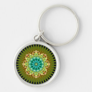 Chaveiro Preto do verde amarelo da mandala