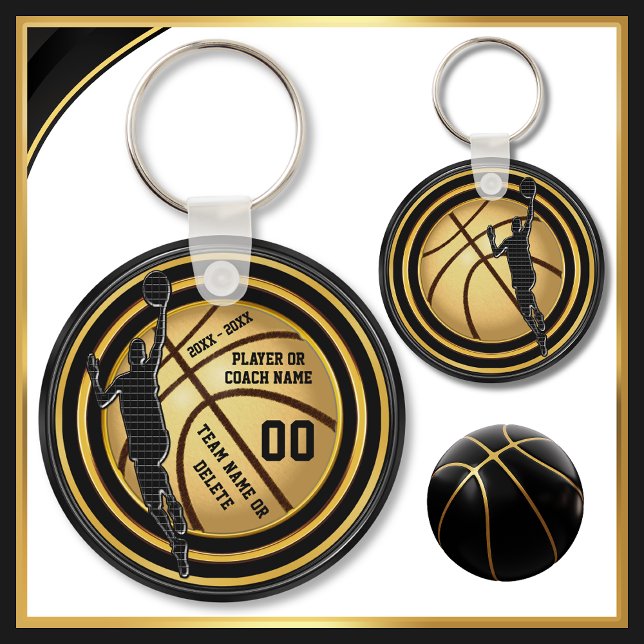 Chaveiro Preto e Dourado, final dos presentes de basquetebo (Cheap Basketball Gifts for Players. Basketball party favors. Basketball party favours. Basketball)