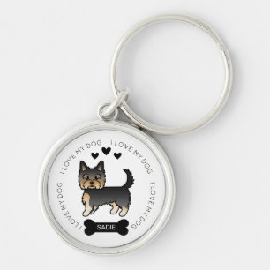 Chaveiro Preto E Tan Yorkshire Terrier Dog Love & Name
