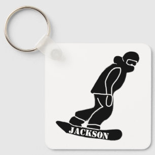 Chaveiro Preto Freeride Snowboarder Snowboard Stencil