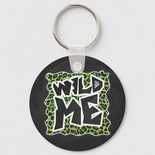 Chaveiro Preto-Leopardo e Design verde-me (Frente)