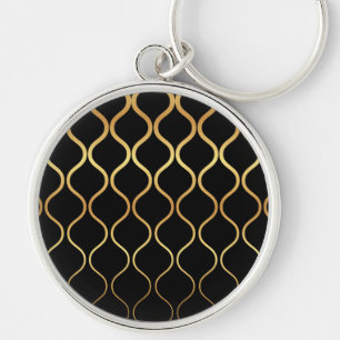 Chaveiro Preto, ouro, legal, tendência, desenho abstrato r