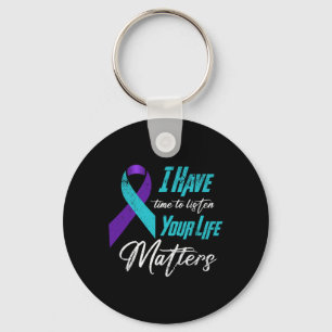 Chaveiro Prevenção Suicida Sensibilização Teal E Roxo