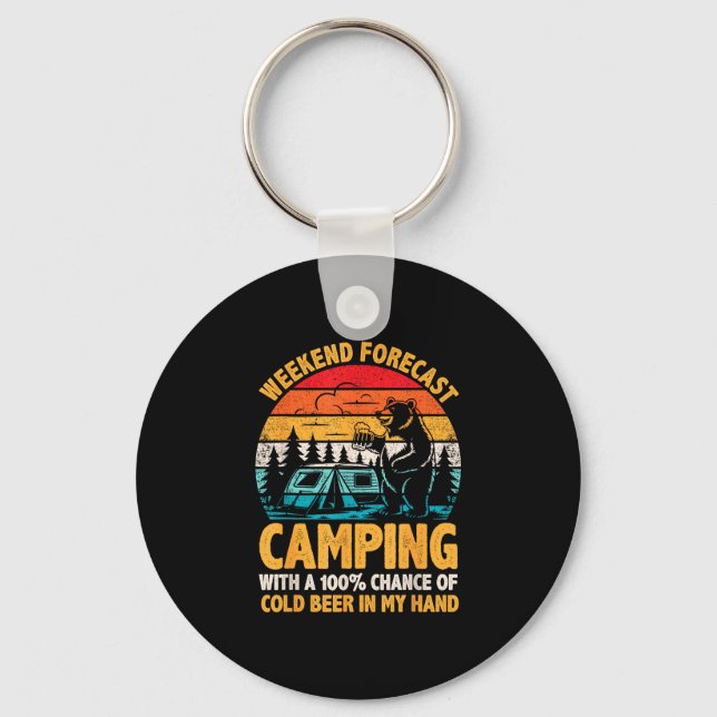 Chaveiro Previsão de fim de semana de camping 100% de chanc (Frente)