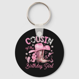 Chaveiro Prima da Menina do Aniversário Rosa Cowgirl Wester