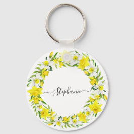 Chaveiro Primavera branco personalizado Daffodils Garland