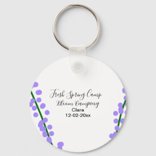 Chaveiro Primavera fresca camping lavanda flores nome data