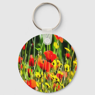 Chaveiro Primavera Poppies E Pintura Da Flor De Prados