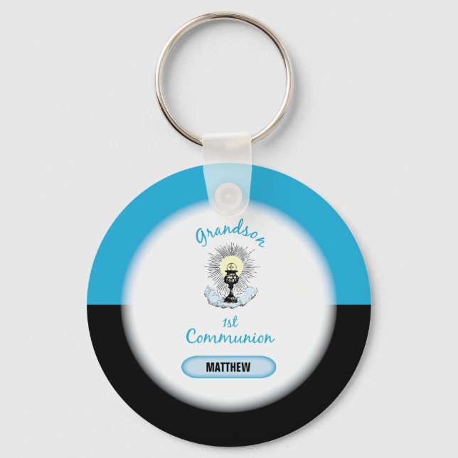 Chaveiro Primeira Comunhão, Taça Azul (Frente)
