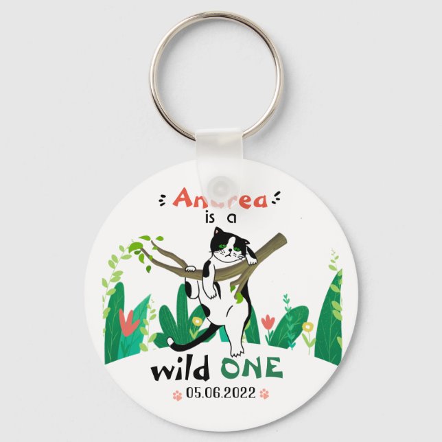 Chaveiro Primeiro aniversario de Gato Selvagem de Safari Sa (Frente)