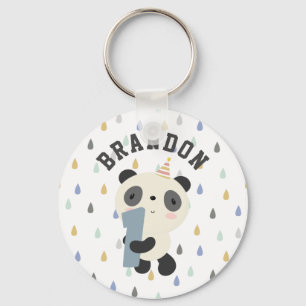 Chaveiro Primeiro Aniversário do Panda Cute Personalizável