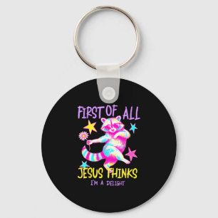 Chaveiro Primeiro de tudo Jesus acha um delicioso guaxinim