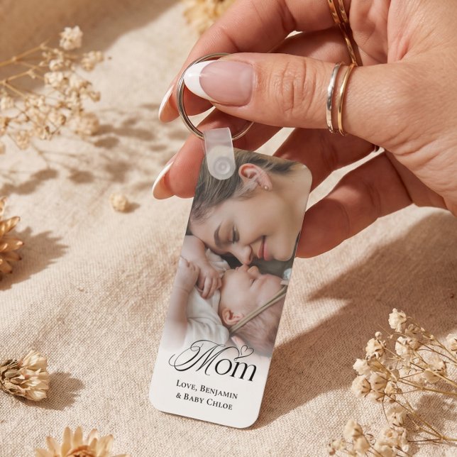 Chaveiro Primeiro Presente do Dia das Mães Lindo Porta-Retr (First Mother's Day Gift Elegant Mom Photo Keepsake Keychain)