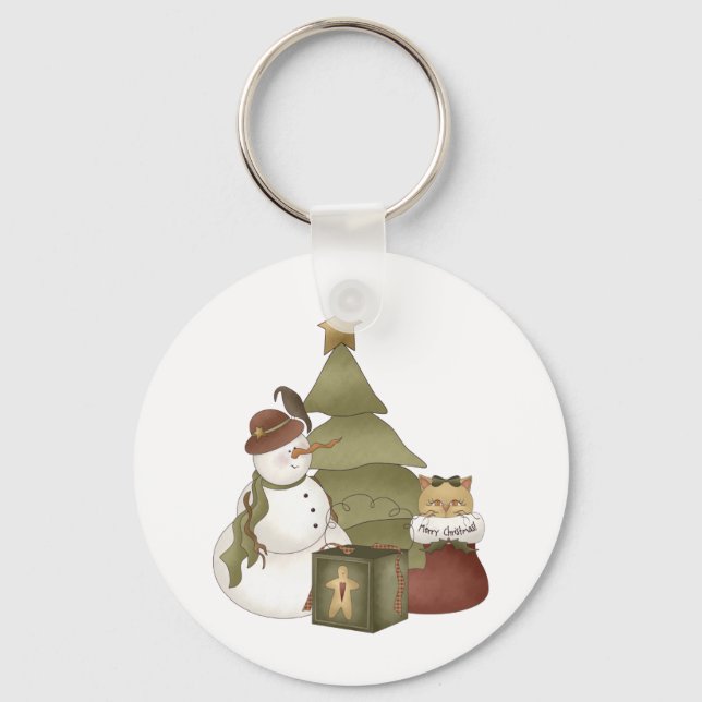 Chaveiro Primeiro Snowel ・ Snowman & Cat (Frente)