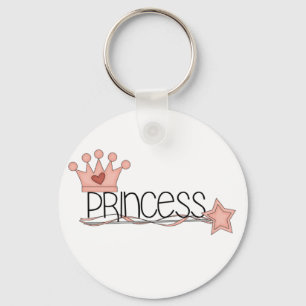 Chaveiro Princesa cor-de-rosa da coroa e da varinha