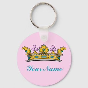 Chaveiro Princesa personalizada Coroa no rosa