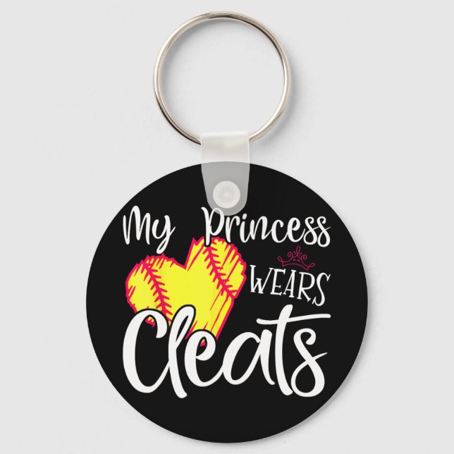 Chaveiro Princesa Veste Limpa Softball Mãe Pai Baseball Pl (Frente)