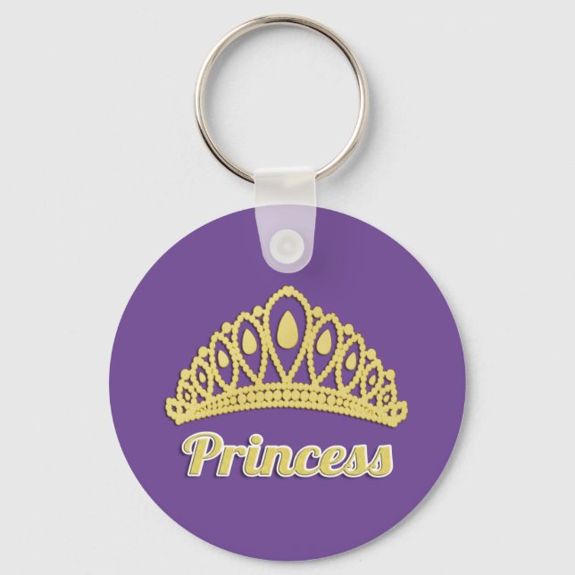 Chaveiro Princesa Word Art Ouro Crown Gorgeous (Frente)