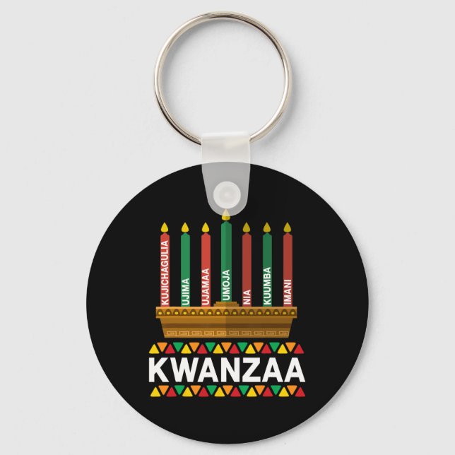 Chaveiro Princípios Kwanzaa Candles Kinara Pan Afri (Frente)