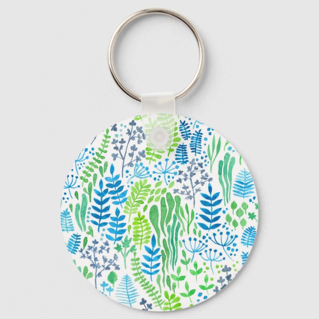 Chaveiro Produto floral de aquarela branco (Frente)