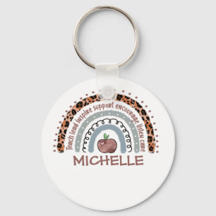 Chaveiro Professor de arco-íris fofo personalizado Nome p